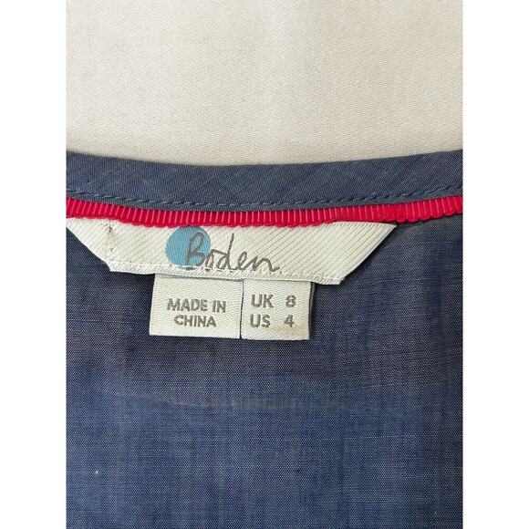 Boden Women’s Chambray Top Cap Sleeve Blue Tassel Tie Front Cottagecore US 4 - Picture 6 of 8